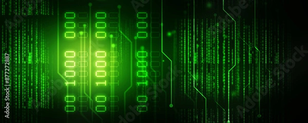 Fototapeta 2d illustration Abstract futuristic electronic circuit technology background