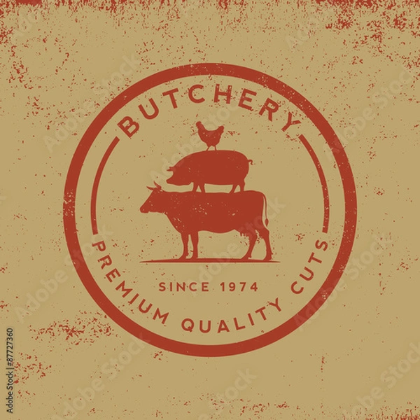 Obraz butchery label on grunge background