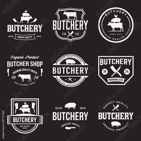 Fototapeta vector set of butchery labels, badges and design elements