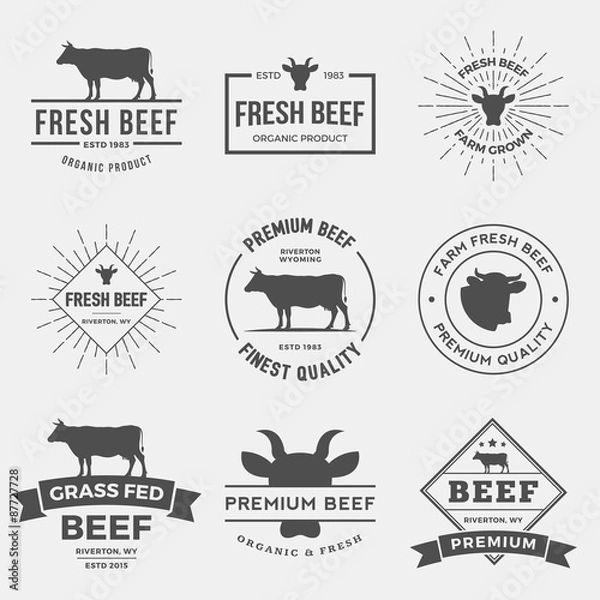 Obraz vector set of premium beef labels, badges and design elements