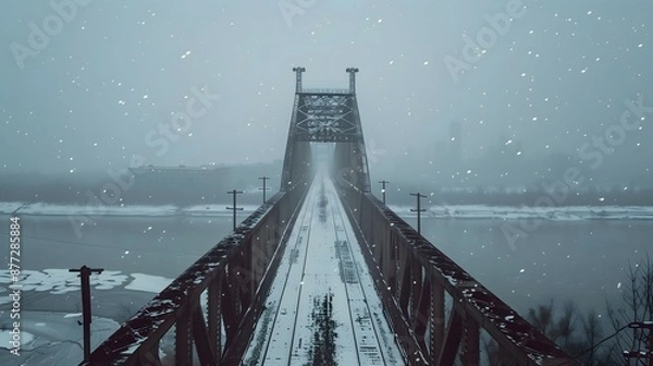 Obraz 
bridge, snow, winter, white, cold, frozen, ice, serene, peaceful, covered, flakes, frost, chilly, scenic, tranquil, snowflakes, blanket, crisp, glistening, icy, powder, snowy, frosty, wonderland