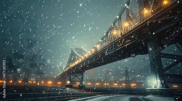 Obraz 
bridge, snow, winter, white, cold, frozen, ice, serene, peaceful, covered, flakes, frost, chilly, scenic, tranquil, snowflakes, blanket, crisp, glistening, icy, powder, snowy, frosty, wonderland