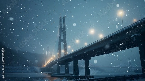 Obraz 
bridge, snow, winter, white, cold, frozen, ice, serene, peaceful, covered, flakes, frost, chilly, scenic, tranquil, snowflakes, blanket, crisp, glistening, icy, powder, snowy, frosty, wonderland