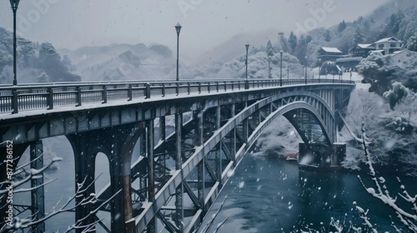 Obraz 
bridge, snow, winter, white, cold, frozen, ice, serene, peaceful, covered, flakes, frost, chilly, scenic, tranquil, snowflakes, blanket, crisp, glistening, icy, powder, snowy, frosty, wonderland