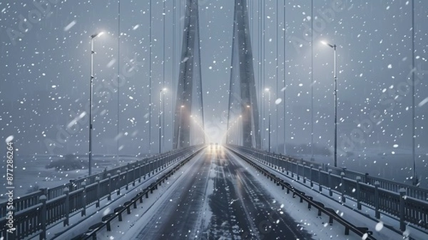 Fototapeta 
bridge, snow, winter, white, cold, frozen, ice, serene, peaceful, covered, flakes, frost, chilly, scenic, tranquil, snowflakes, blanket, crisp, glistening, icy, powder, snowy, frosty, wonderland