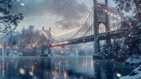 Obraz 
bridge, snow, winter, white, cold, frozen, ice, serene, peaceful, covered, flakes, frost, chilly, scenic, tranquil, snowflakes, blanket, crisp, glistening, icy, powder, snowy, frosty, wonderland