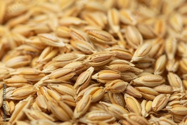 Fototapeta Close up of unhulled rice showing detail and texture