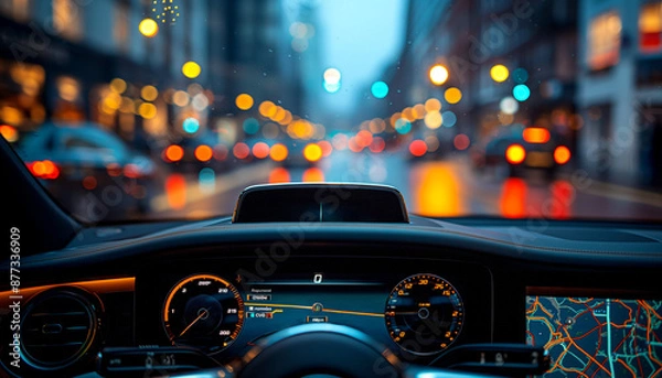 Obraz car dasboard in night