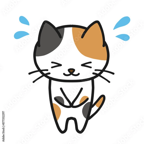 Obraz 焦りながらお辞儀する三毛猫