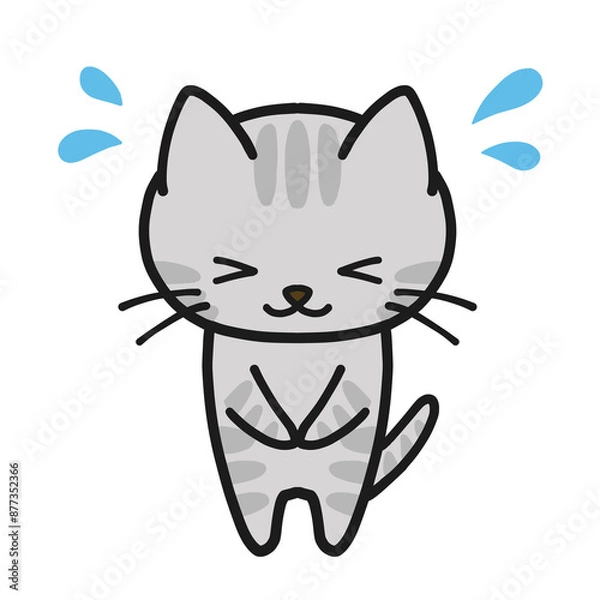 Obraz 焦りながらお辞儀するグレーのトラ猫