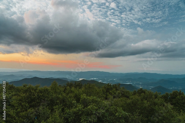 Fototapeta Aerial Shot of Appalachian Mountains at Sunset