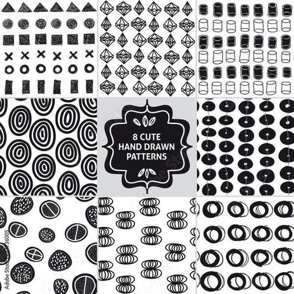 Fototapeta Vector seamless simple pattern set.