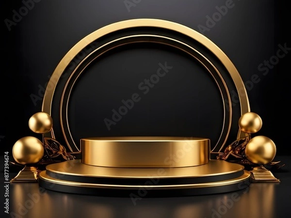 Fototapeta golden podium  frame used for product launch
