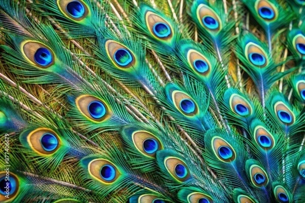 Fototapeta Peacock feathers macro photography, bright colors