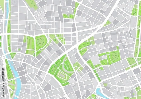 Fototapeta City Map with Green Spaces