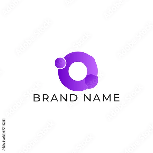 Fototapeta ILLUSTRATION LETTER O CIRCLE GRADIENT PURPLE COLOR WITH DOT TECH LOGO ICON TEMPLATE SIMPLE DESIGN ELEMENT VECTOR