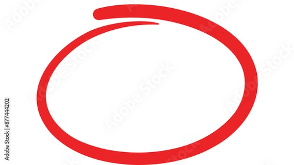 Fototapeta Highlight hand drawing different circles isolated on background. Handwritten red circle. 
