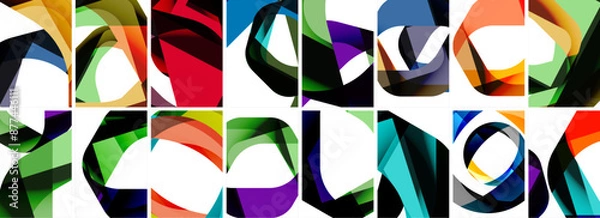 Fototapeta Collection of abstract background with waves, colorful shapes and 3d shadow effect. Vector Illustration For Wallpaper, Banner, Background, Card, Book Illustration, landing page