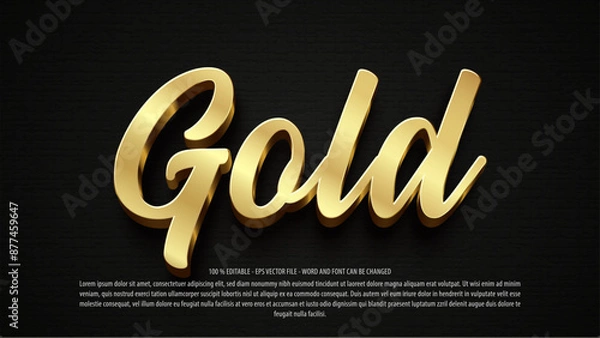 Fototapeta Golden text effect, editable text golden style