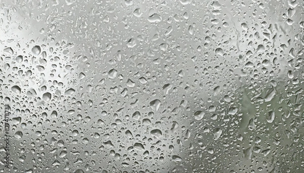 Fototapeta Raindrops hit the glass. with a blurry background of green forest - generative ai