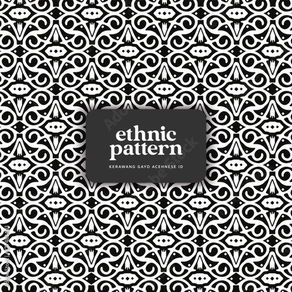 Fototapeta Decorative monocolor pattern Indonesian culture for background poster