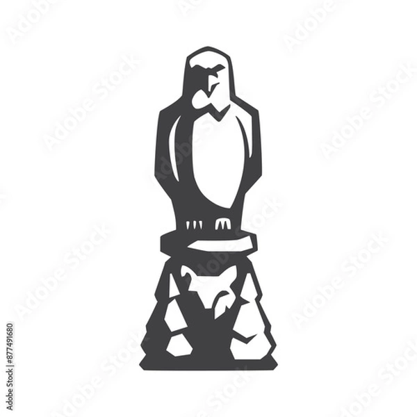 Obraz Totem with eagle and fox, vector illustration