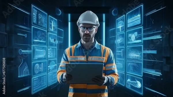 Fototapeta Engineer Strategizing biggest Project with Advanced Technology