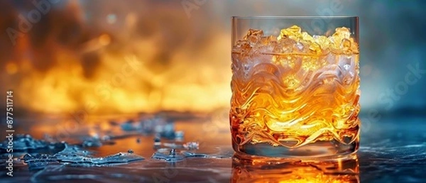 Fototapeta Illuminated Unbreakable Glass with Unique Texture - Abstract Background with Copy Space for Text