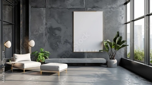 Fototapeta blank canvas inspiration, in todays decor, a white canvas frame serves as a focal point for artistic expression, providing a blank canvas for creativity and inspiration