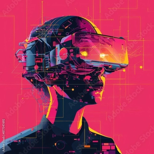 Fototapeta Cyberpunk Vision: A Digital Landscape