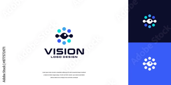 Fototapeta vision logo vector, eye tech logo security idea