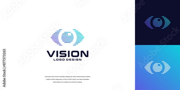 Fototapeta vision logo vector, eye tech logo security idea