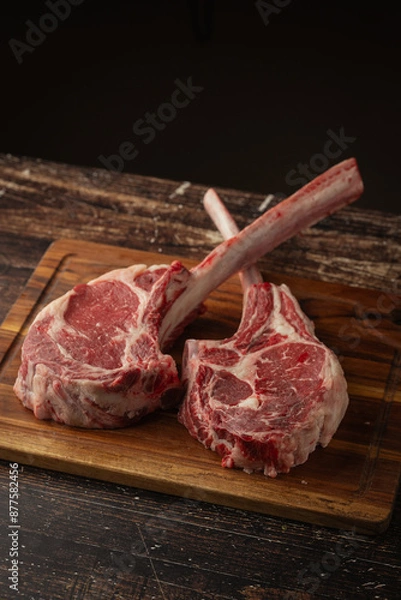 Obraz crossed bones of tomahawk steak