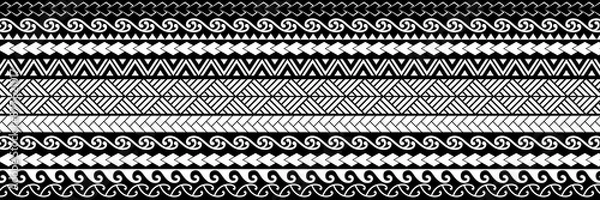 Fototapeta Polynesian Maori pattern design illustration. Straight line pattern. Tattoo and other design backgrounds 마오리 문양 패턴 디자인