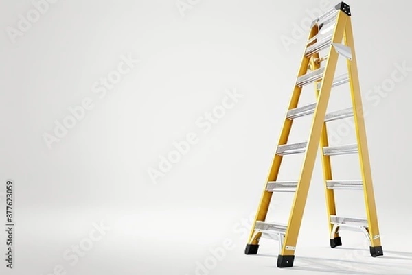 Fototapeta Telescoping Extension Ladder with Solid Background