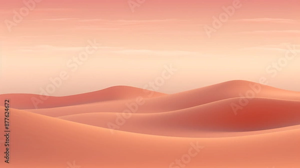 Obraz Desert landscape, soft coral hues, rolling dunes under a pale sky.
