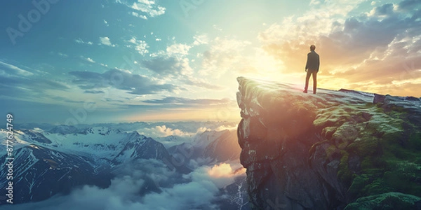 Obraz A minimalist, light teal-colored, geometric display space with white podiums.
