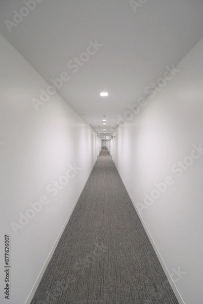 Fototapeta Liminal space empty white corridor 