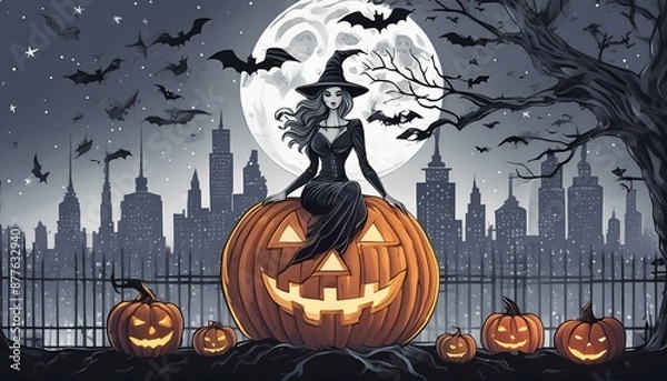 Obraz 都会とハロウィンと魔女