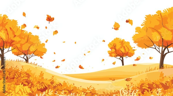 Obraz An autumn scene with beautiful yellow leaves on a sun