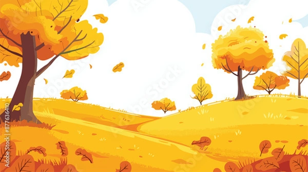 Obraz An autumn scene with beautiful yellow leaves on a sun
