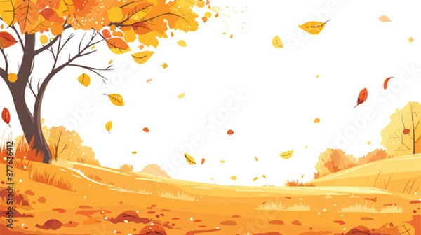 Obraz An autumn scene with beautiful yellow leaves on a sun