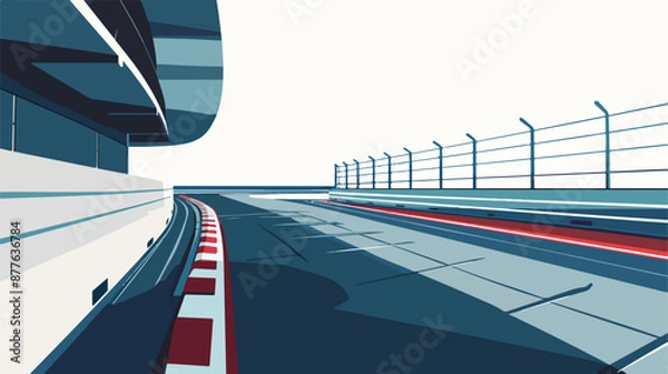 Fototapeta An empty F1 racing track partially covered by buildin