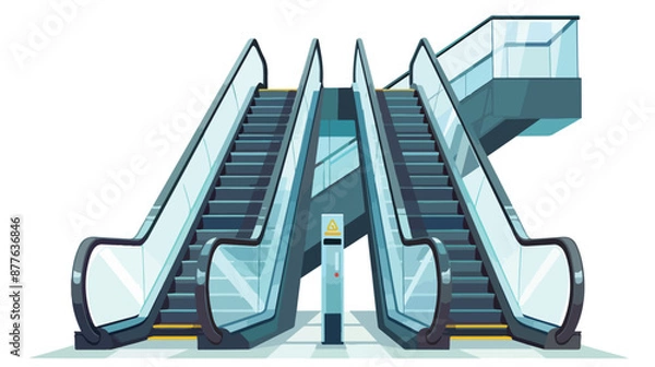 Obraz An escalator in white background without commuter fla