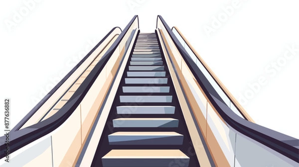 Obraz An escalator in white background without commuter fla
