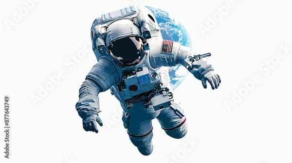Obraz Astronaut in space earth background. 3d illustration