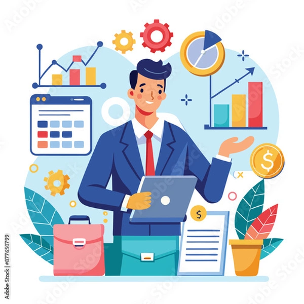 Fototapeta a-flat-illustration-of-an-accountant-analyzing-final-reports
