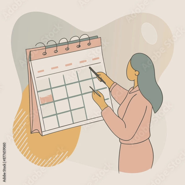 Fototapeta a-flat-illustration-of-an-event-planner-organizing-a-event