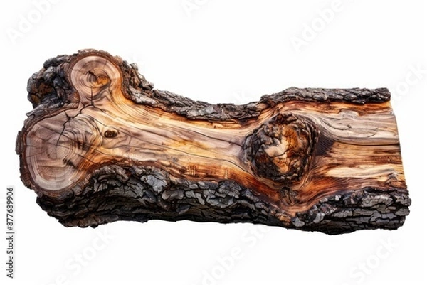 Fototapeta A piece of wood with a face carved into it, suitable for decorative or symbolic use