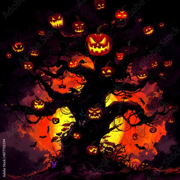Obraz halloween background with pumpkins